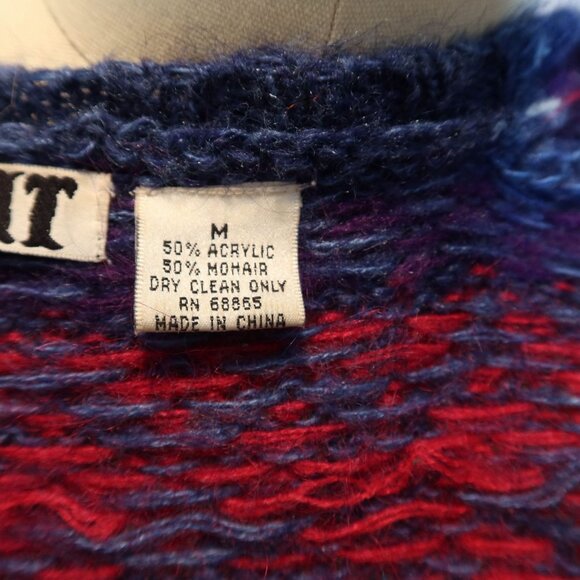 Vintage Oversized Fuzzy Mohair Cardigan Sweater Size M Aztec Southwestern - Picture 7 of 7